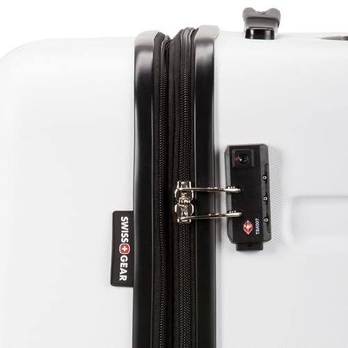 SwissGear 7366 Hardside Expandable Luggage with Spinner Wheels, White, Carry-On 19-Inch
