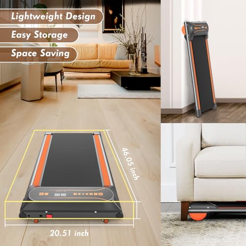 Under Desk Treadmill for Home Walking Pad Machine with LED Display and 12 Preset Programs Portable Treadmill Jogging Machine for Office Small Space by FANOFUN