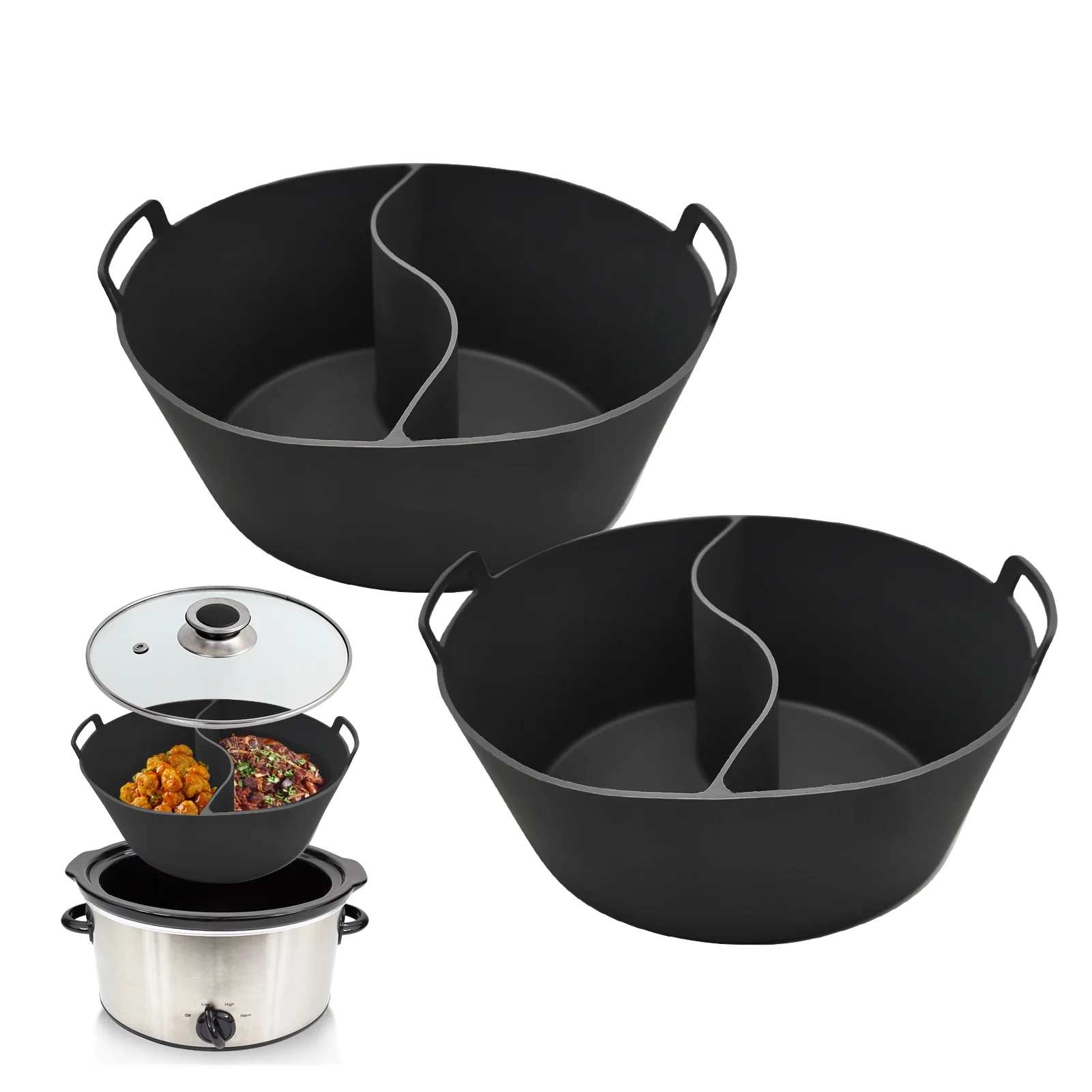 Anself Crock-Pot Slow Cooker Liners, 2pcs, Food Grade Silicone, Reusable, Leakproof, Dishwasher Safe