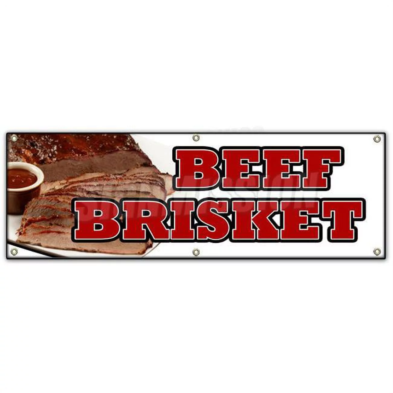 72 in. Beef Brisket Banner Sign - Slow Cooked Bar B Que Texas Smoked Sandwich