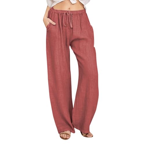 Women's Drawstring Casual Pants Wide Leg Loose Sweatpants Elastic Lightweight Yoga Trousers with Pockets