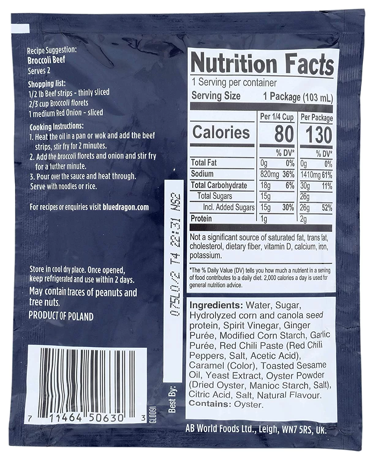 Blue Dragon Broccoli Beef Stir Fry Sauce, 3.4 Oz (Pack of 12)