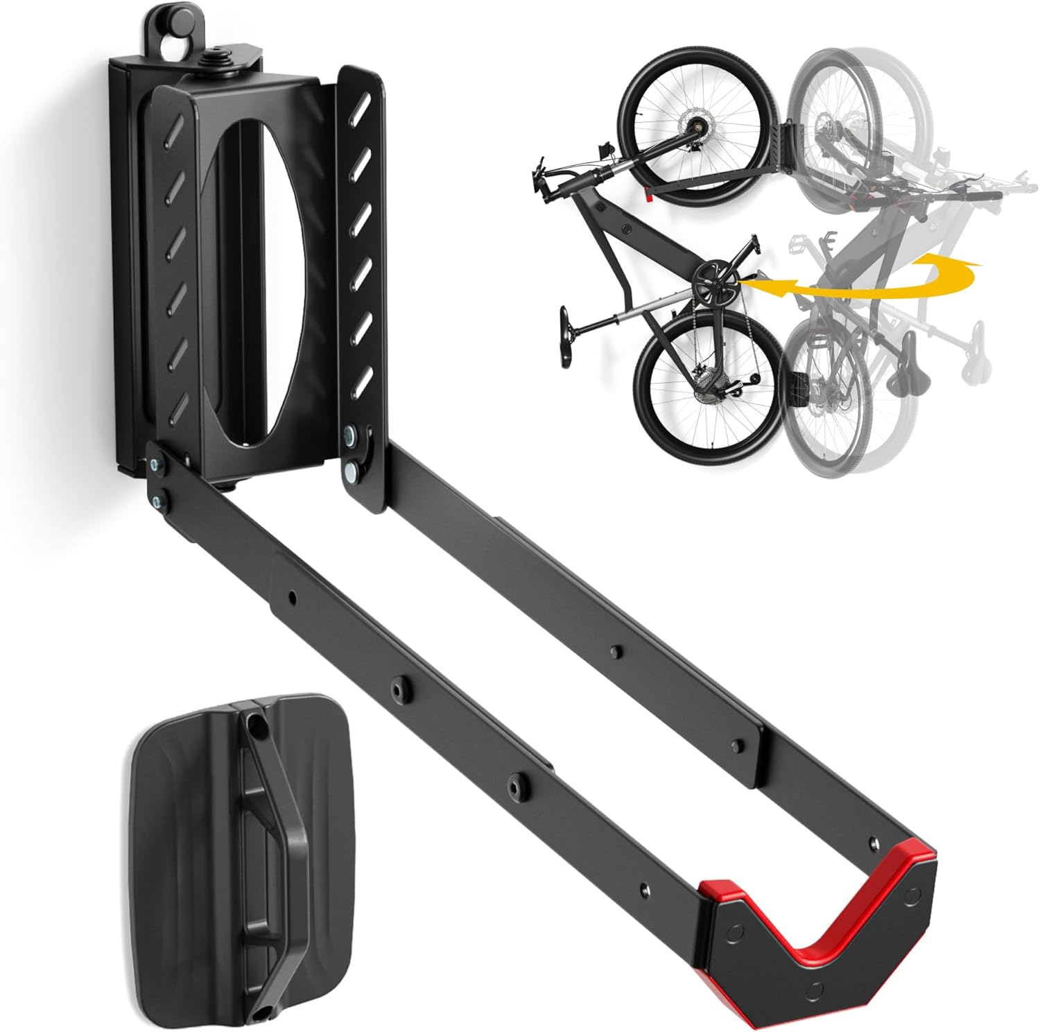 Swivel Bike Wall Mount, Swivel Bike Rack + No Heavy Lifting Required Bike Wall Mount, Space-Saving Bike Rack Garage