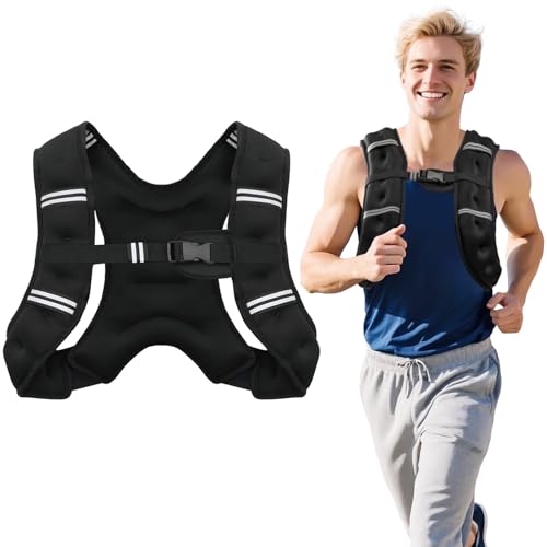8lb/12lb/16lb/20Lb Weighted Vest for Woman Men with Reflective Stripe, Size Adjustable Strength Training Weighted Vest for Walk Running Jogging