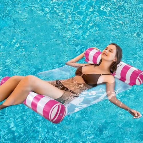 5 Pack Upgrated XL Water Pool Floats, 4-in-1 (Hammock, Saddle, Lounge Chair, Drifter) Multi-Purpose Water Pool Float, Non-Stick PVC Material