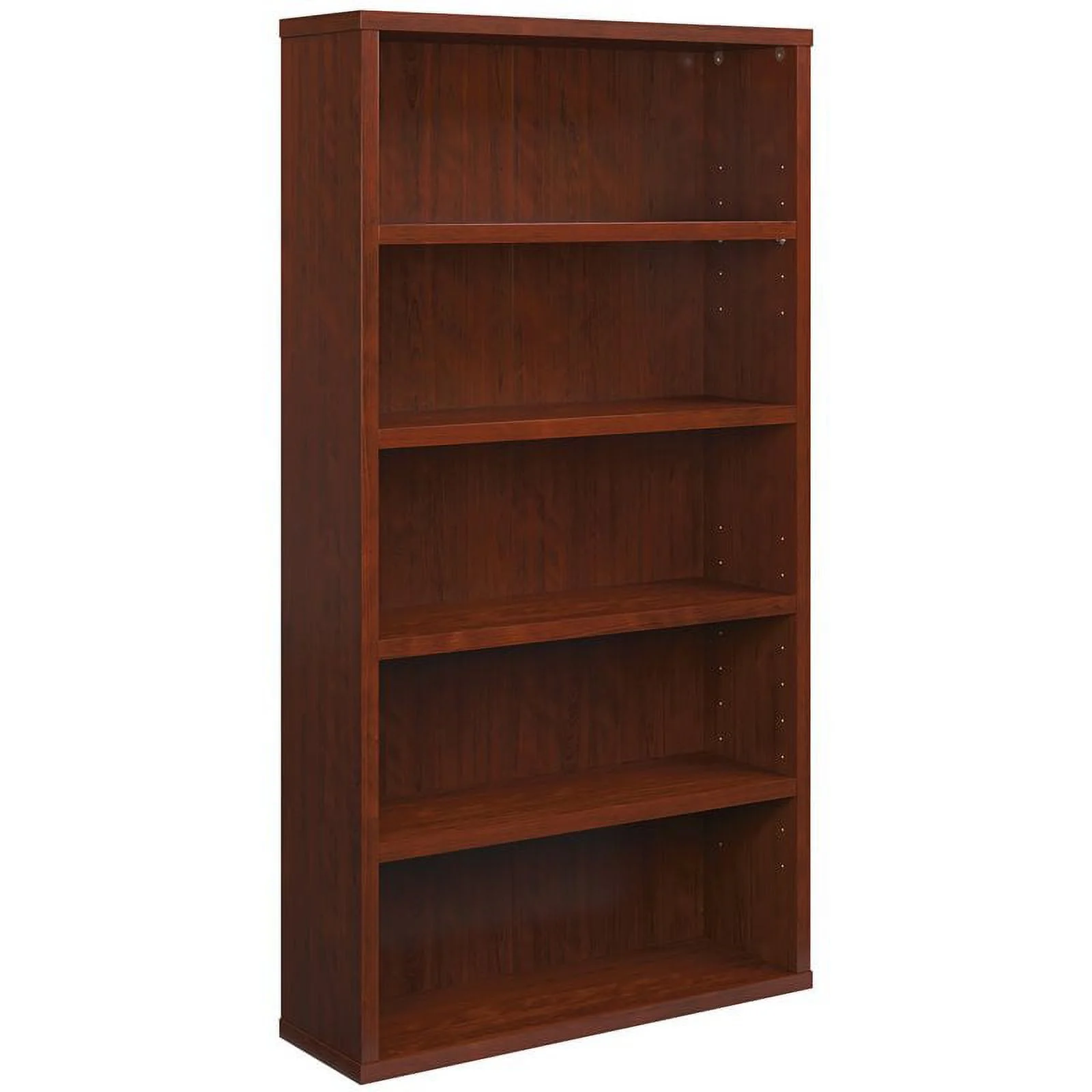 Pemberly Row 5-Shelf Modern Engineered Wood Bookcase in Classic Cherry