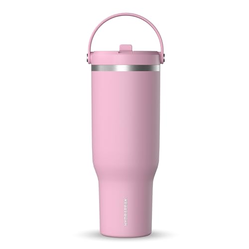 Hydrapeak Nomad 24 oz Tumbler with Handle and Straw Lid, Leakproof, Double Insulated, 24oz Cup Stainless Steel (Blush)