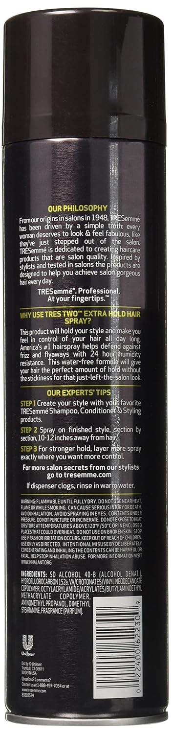2 Pack of TRESemme TRES Two Extra Hold Hairspray, 14.6 oz ea