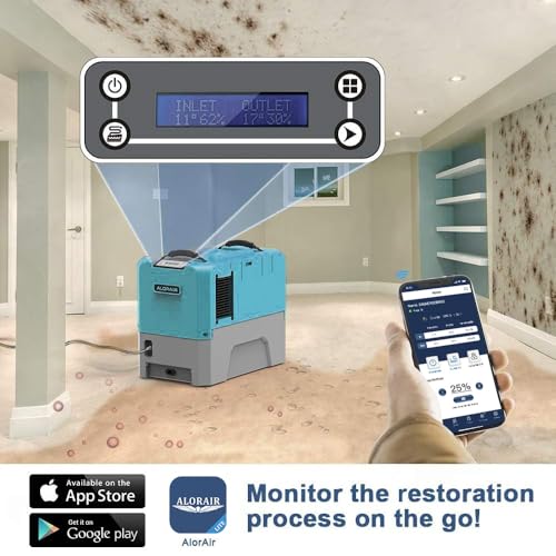 ALORAIR 180PPD Commercial Dehumidifier for Crawl Space & Basement, Wi-Fi APP Controls with Pump, Capacity up to 85 PPD at AHAM Condition, for Large Space, Job Sites, Yellow