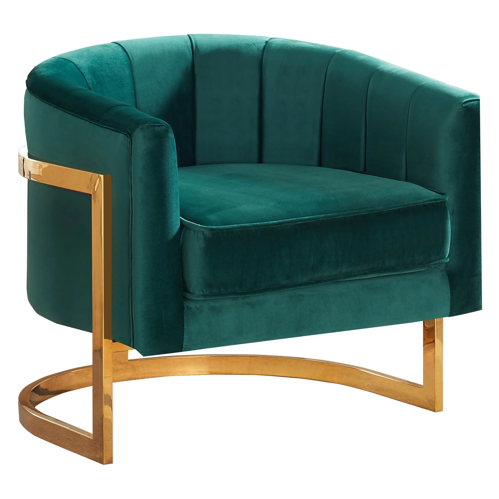 Meridian Furniture Carter Green Velvet Accent Chair with Stainless Steel Base