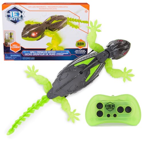 HEX BOTS Glow-in-The-Dark Gecko with Official Wall Climber Technology, Rechargeable Remote Control Robot Kids Toys, Prank Toys for Boys & Girls Ages 4 & Up