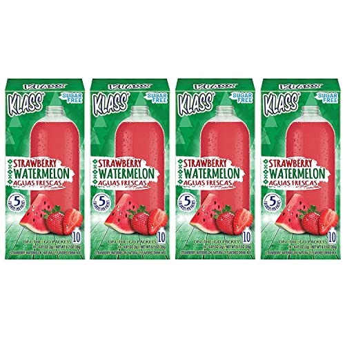 Klass Aguas Frescas Variety Pack, 1 box of Cucumber Limeade, 1 box Strawberry Watermelon, 1 box Hibiscus Berries, 1 box Pineapple Tangerine (40 Total On the Go Packets)