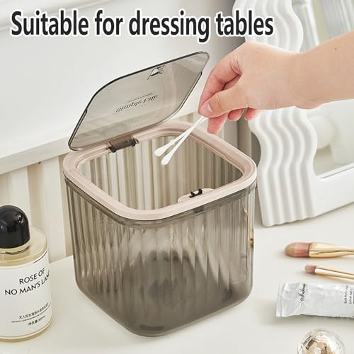 Mini Trash Can with Lid Cute Transparent 0.35 Gallons Desk Trash Can Small Waste Basket Countertop Garbage Cans for Bathrooms, Kitchens, Offices, Dressing Table