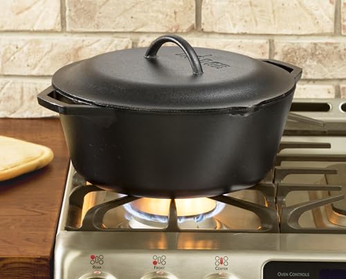 Lodge 5 Quart Cast Iron Double Dutch Oven – Pre-Seasoned – Lid Converts to 10.25