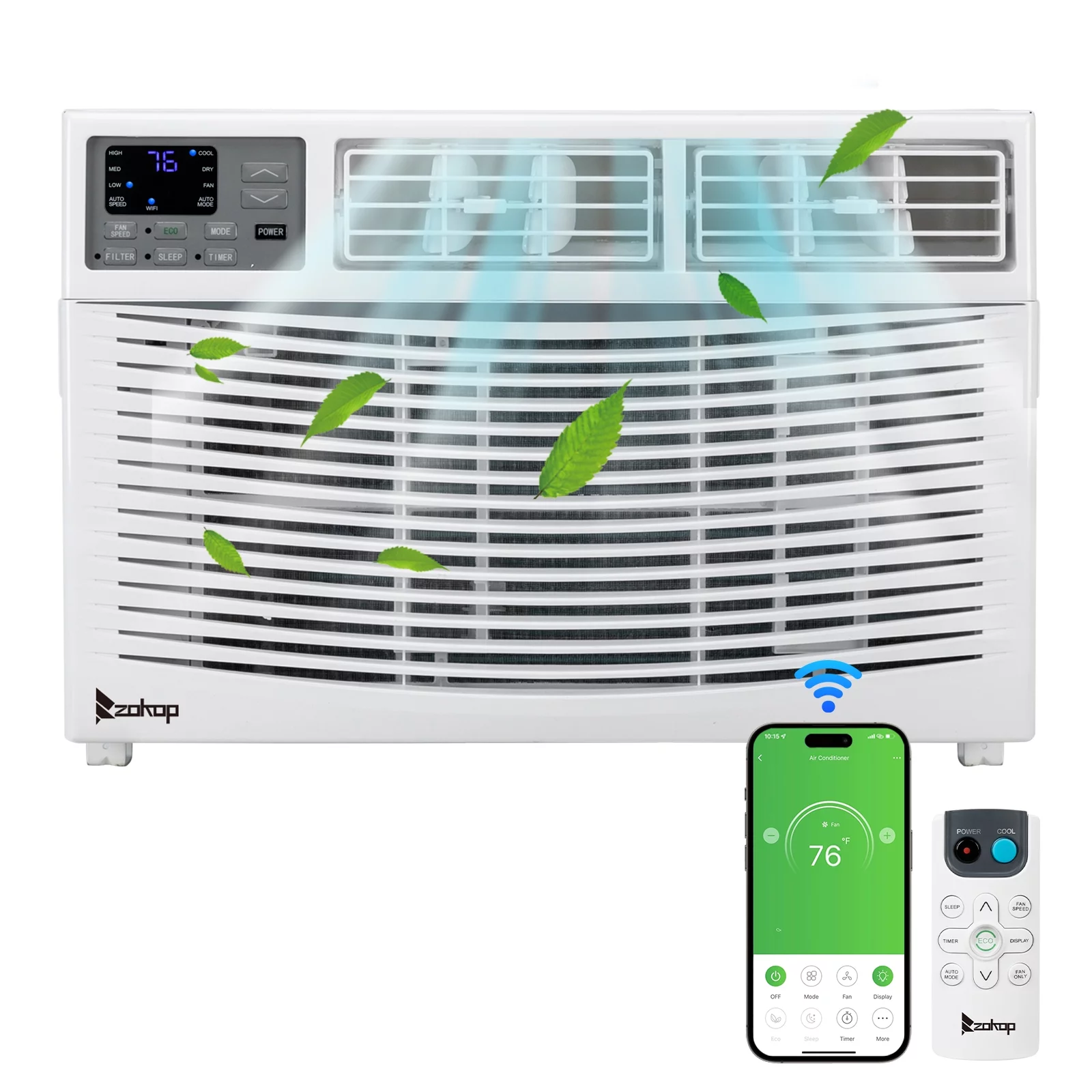 SamyoHome 12000BTU 115V Window-Mounted Air Conditioner with Remote Control, White