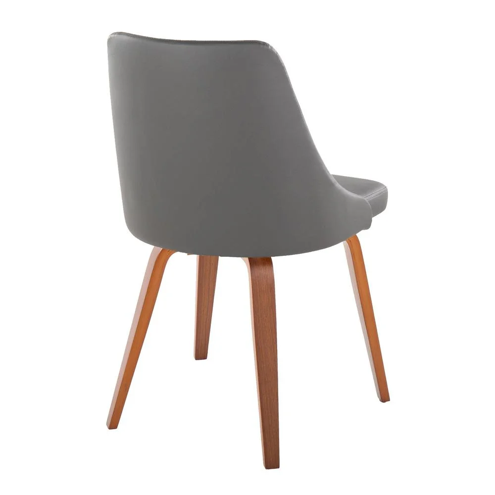 Carson Carrington  Ockelbo Dining Chair with Bent Wood Legs (Set of 2) Grey Faux Leather/Walnut Wood