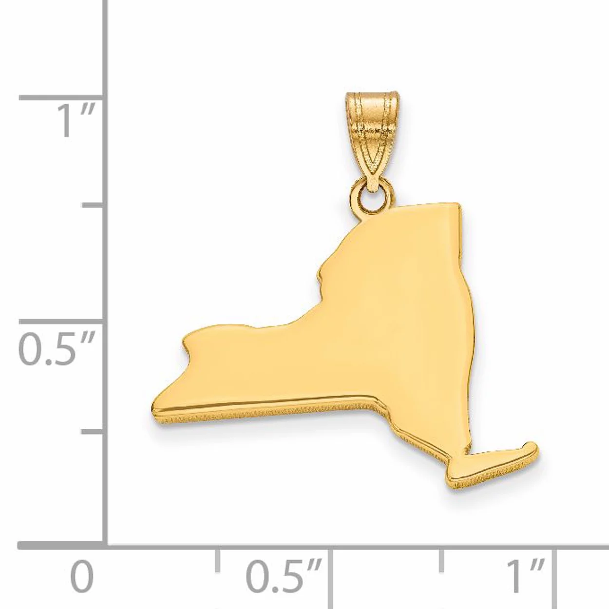 Carat in Karats 14K Yellow Gold New York State Pendant Charm (22.05mm x 19.85mm)