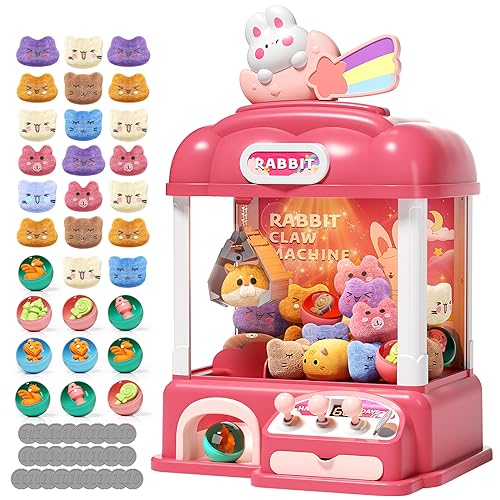 55 PCS Large Kids Claw Machine, Candy Vending Grabber, Prize Dispenser Toys for Girls Boys with Lights Sound, Electronic Claw Game Machine Toys for 3 4 5 6 7 8 Years Old Girls