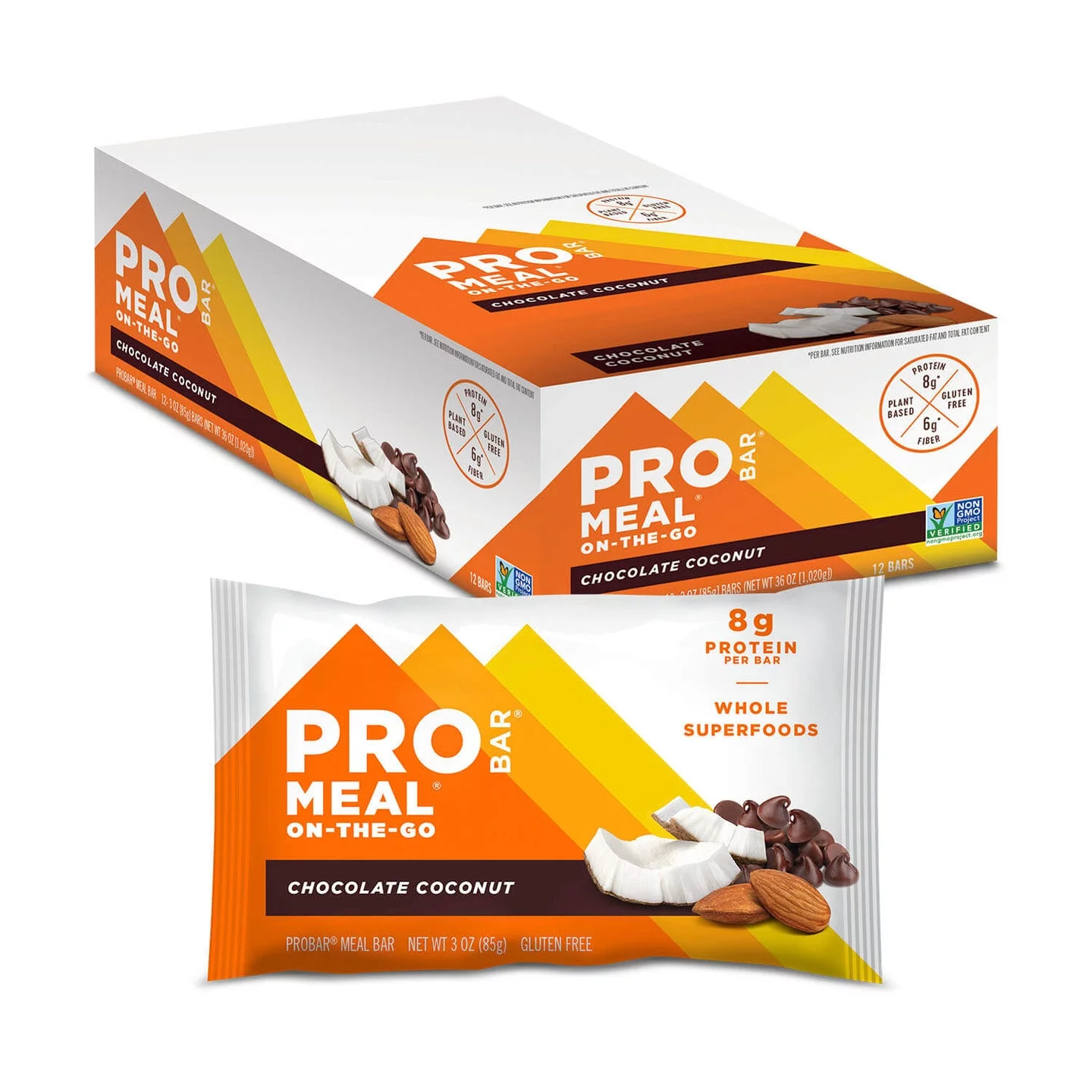 PROBAR - MEAL Bar, Chocolate Coconut - Natural Energy, Non-GMO, Gluten-Free, Plant-Based Protein, 12 Count