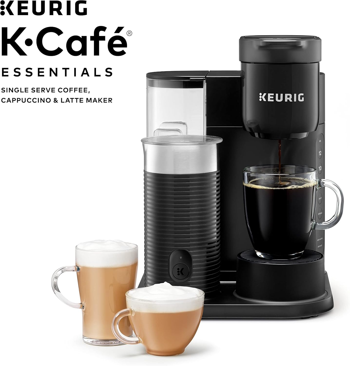 K-Cafe Essentials Single Serve K-Cup Pod Coffee, Latte and Cappuccino Maker, Black