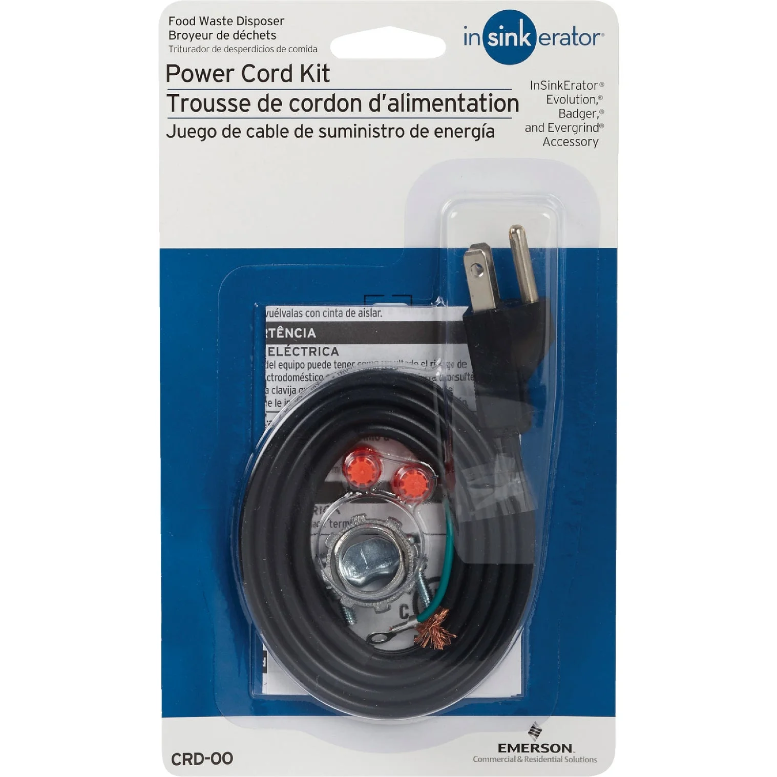 CRD-00 Power Cord Assembly for Garbage Disposal - Quantity 1