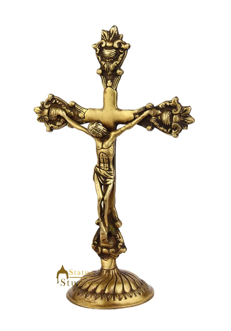 StatueStudio Lord Jesus Christ Statue Brass Jesus Idol Religious Figurine For Mandir, Living Room, Office Table and Home Decor Tabletop Gift Item (3 X 3 X 11 Inch)