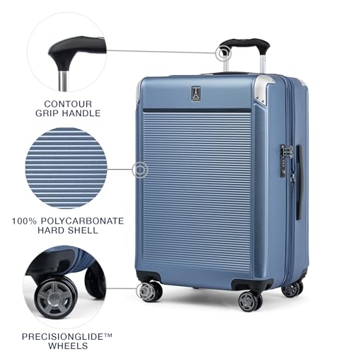 Travelpro Platinum Elite Hardside Expandable Carry on Luggage, 8 Wheel Spinner, TSA Lock, Hard Shell Polycarbonate Suitcase, Metallic Sand, Compact Carry on 20-Inch