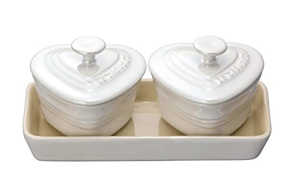 Le Creuset Petit lamquin d'amour set, white luster luster, wedding gift, anniversary, bridal gift, gift for a wedding party, gift for a wedding party, gift for a wedding party