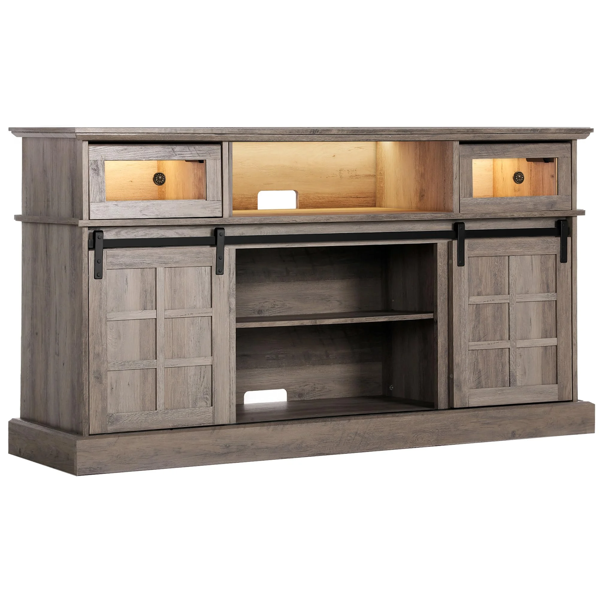 LGHM TV Stand, LED Light Entertainment Center for TVs Up to 65