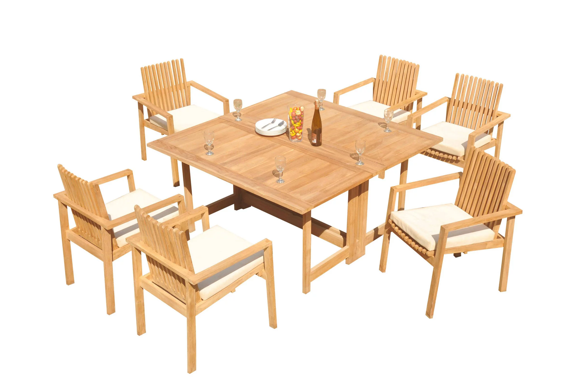 Grade-A Teak Dining Set: 6 Seater 7 Pc: 60