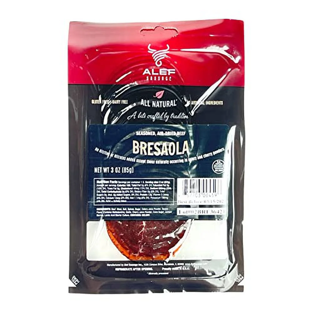 Uncured Bresaola seasoned Air Dry Beef (3 packages / 3 oz. each) NITRATE FREE, NITRITE FREE, MSG FREE, DAIRY FREE, GLUTEN FREE