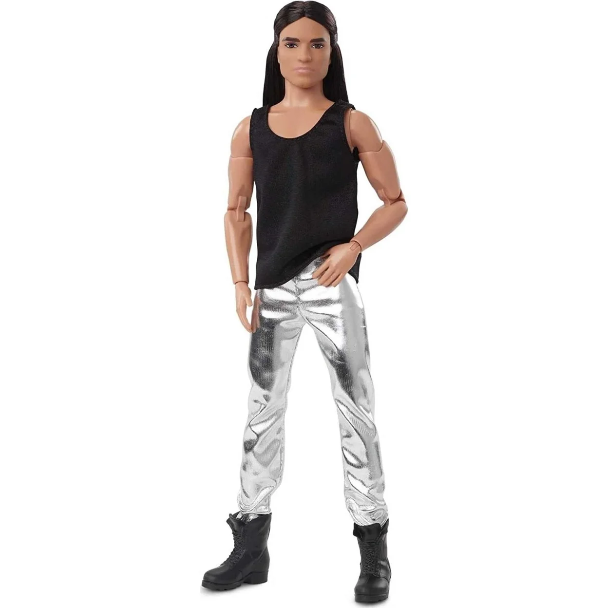 Barbie Looks Collectible Ken Doll with Long Brown Hair & Metallic Silvery Pants