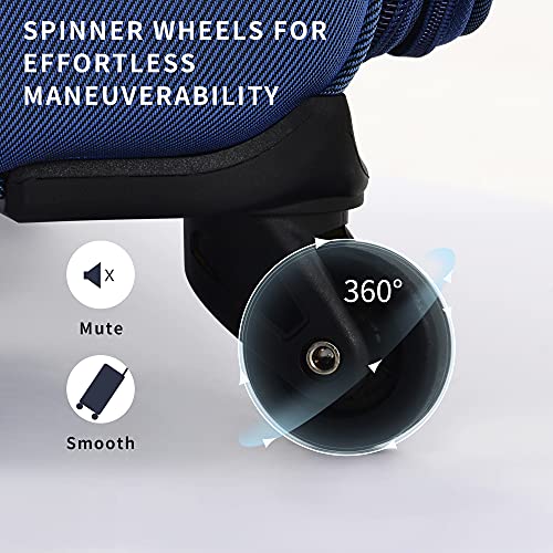 Merax Suitcase Set Softside 3-Piece Expandable Luggage with TSA Lock Spinner Wheels Lightweight Upright Luggage with Travel Bag(22/26/30 IN, Deep Blue)