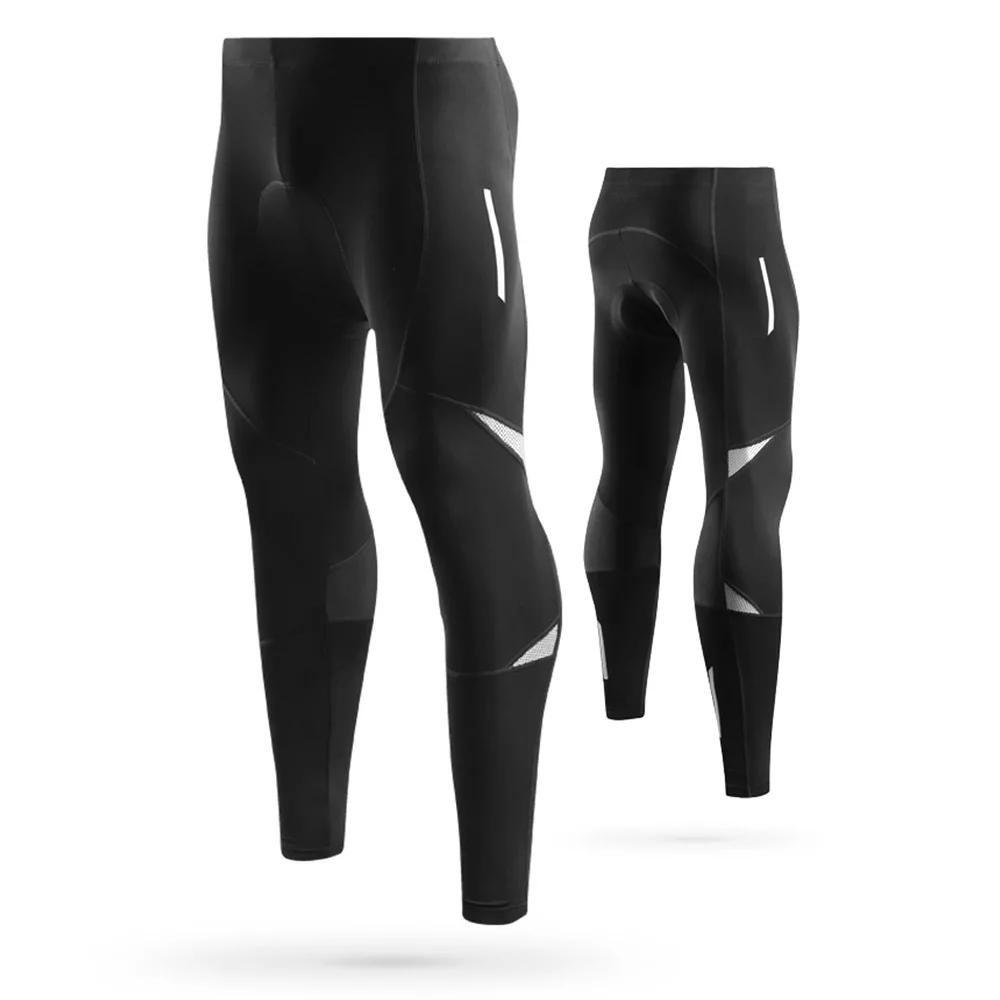 CACAGOO Men's Reflective Bicycle Pants Gel Padded Cycling Compression Tights Leggings Outdoor Riding Bike Pants