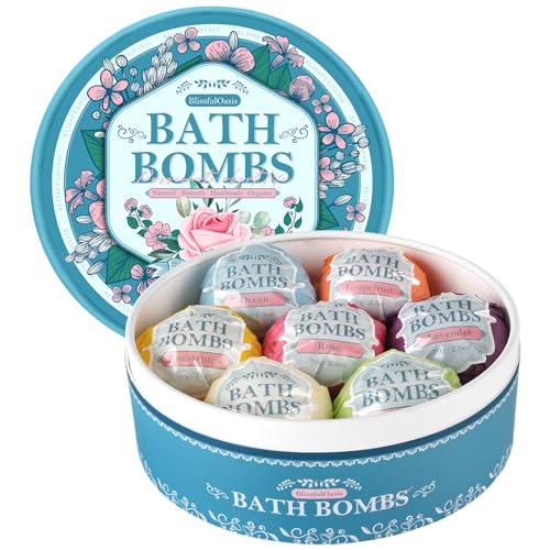 Bath Bombs Set, 7 Packs Bubble Fizzies Relaxation with Shea Butter, Dry Skin Moisturize, Birthday, Idea for Women, Wife, Girlfriend