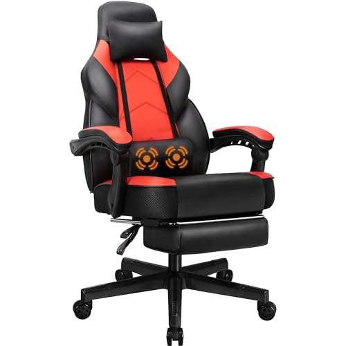 Shintenchi Gaming Chair, Computer Chair with Footrest and Lumbar Support,Video Game Chair Height Adjustable,Racing Style Computer Chair with 360°-Swivel Seat and Headrest (Grey)