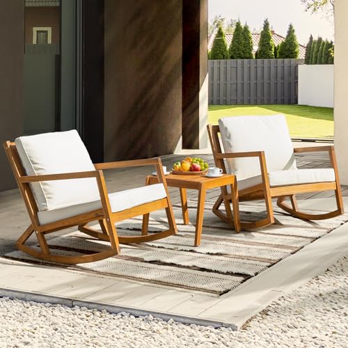 IDZO Heavy Duty 500lbs Weight Capacity Wicker Bistro Table and Chairs Set of 2 with Olefin Fabric Soft Cushions