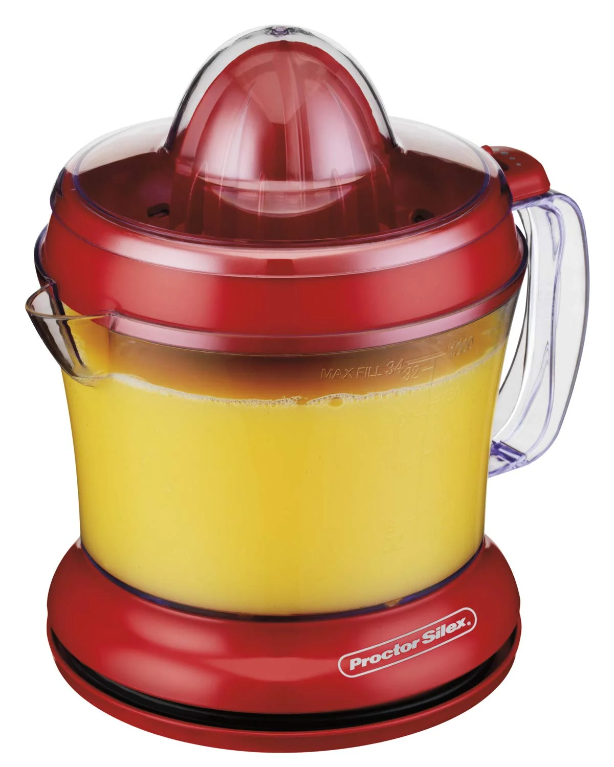 Proctor Silex Electric Citrus Juicer Machine, 34 oz, for Orange, Lemon, Grapefruit Juice, White