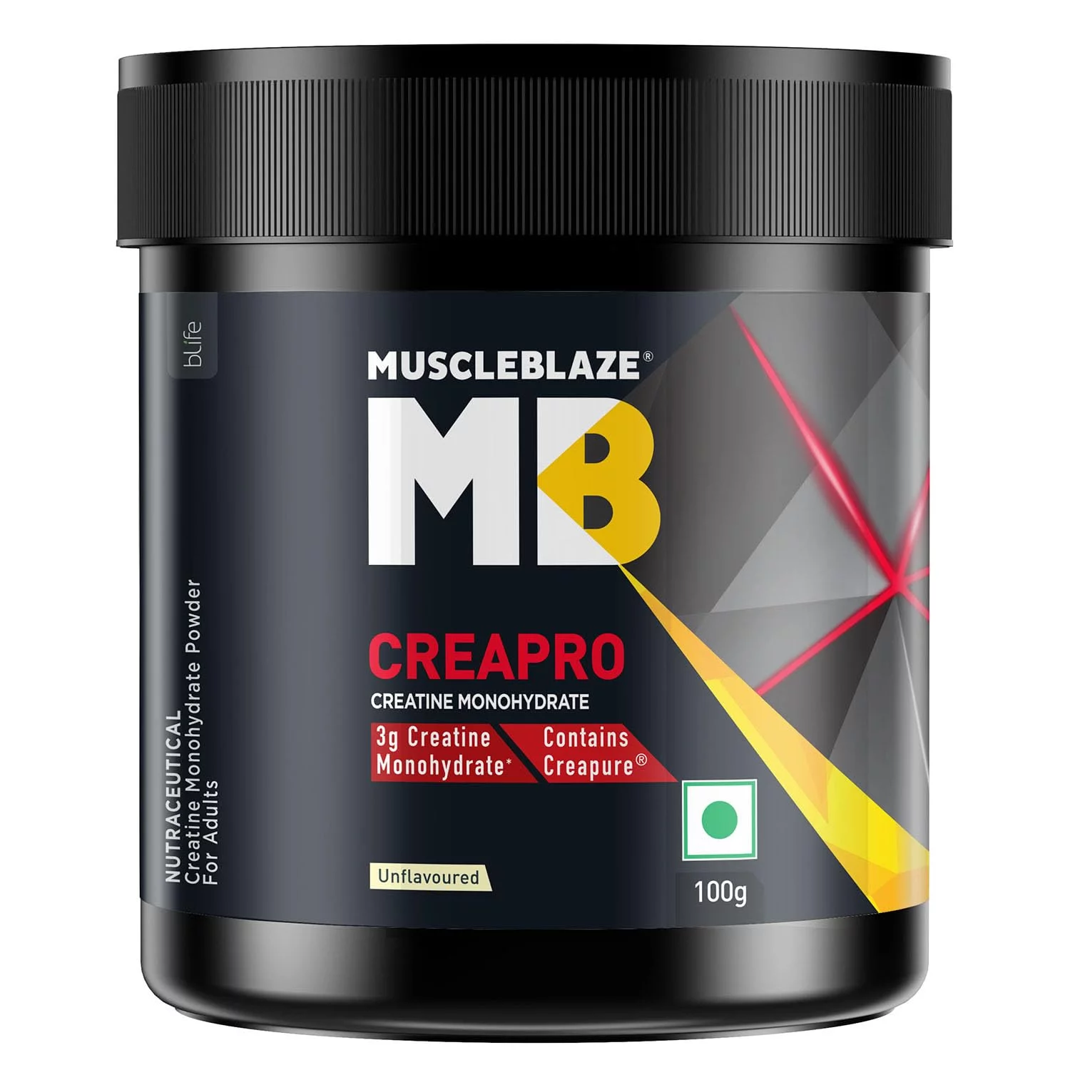 MuscleBlaze CreaPRO Creatine with Creapure® Powder from Germany, Pack of 100 gms, Unflavoured
