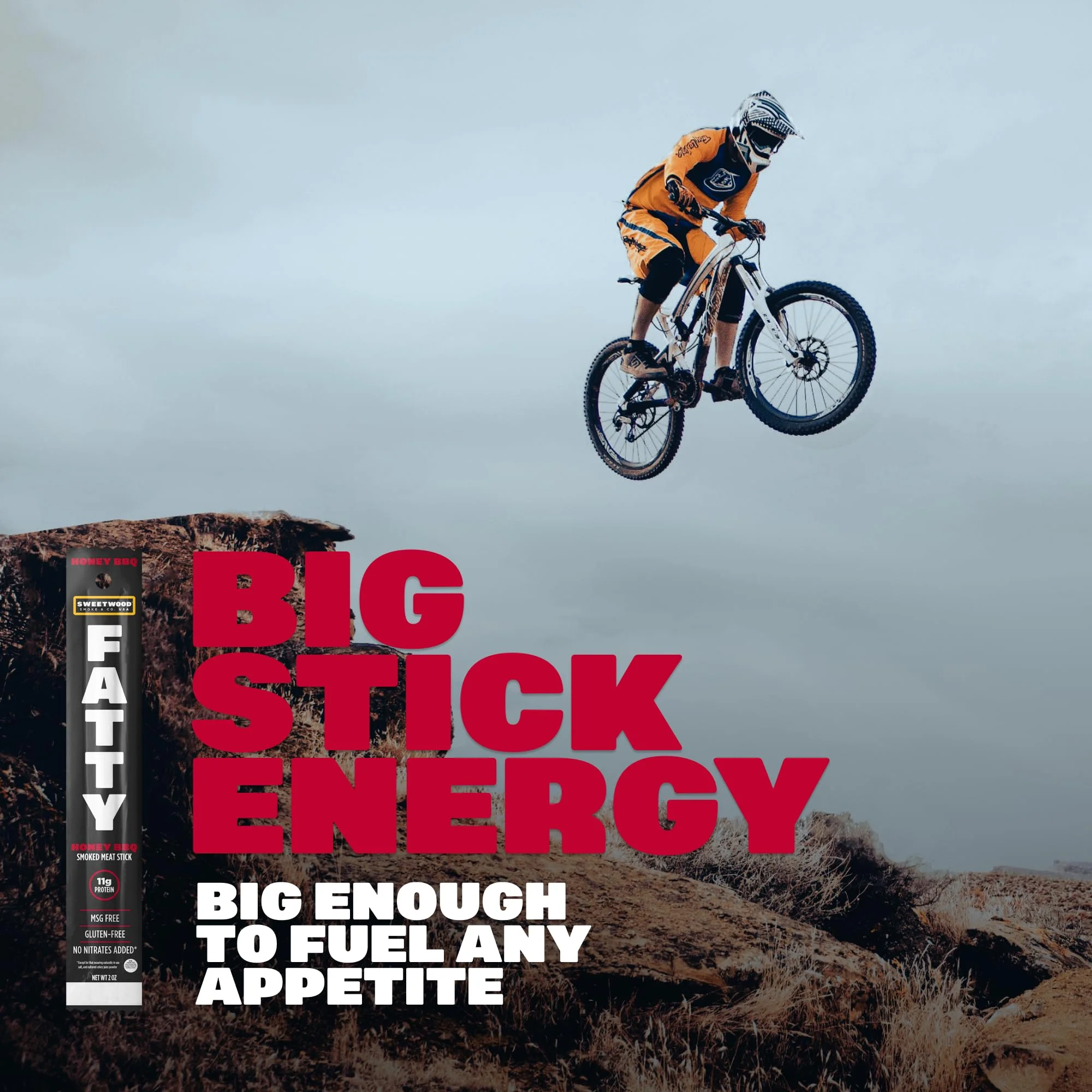 FATTY Meat Jerk Sticks, Grass-Fed Beef, High Protein Snack, Camping, Sports, Road Trip, Low Carb, Gluten Free, MSG Free, Nitrate Free, Honey BBQ Flavor, 2 Ounce (Pack of 20)