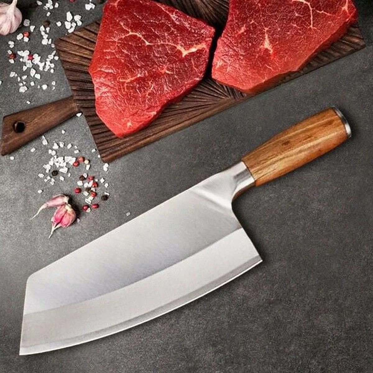 8 'Stainless Steel Kitchen Knife Meat Chopping Cleaver Butcher Slicing Chef Knife
