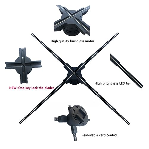 3D Hologram Fan Display, Holographic LED Fan w/768 Pcs LED Beads, 1080P High Brightness LED Light Naked Eye Hologram Fan Suitable for Synchronization, for Shop Trade Show 25.6