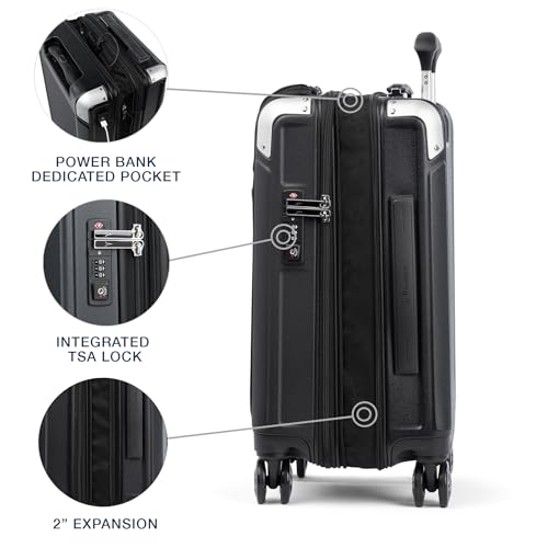 Travelpro Platinum Elite Hardside Expandable Carry on Luggage, 8 Wheel Spinner, TSA Lock, Hard Shell Polycarbonate Suitcase, Metallic Sand, Compact Carry on 20-Inch