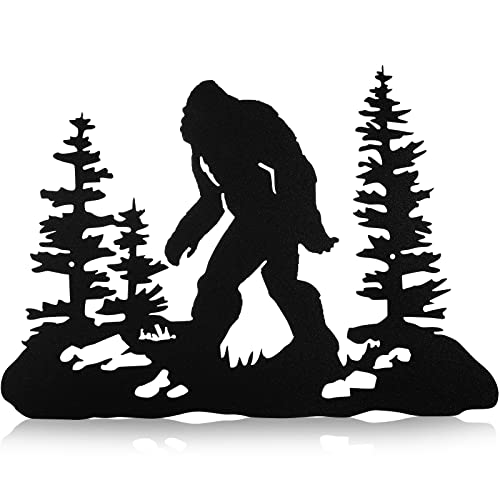 Bigfoot Statues for Yard Sasquatch Statue Bigfoot Wall Art Decor Vintage Metal Sasquatch Wall Sign Bigfoot Sign Indoor or Outdoor Door Hanger Sign Farmhouse Wall Hanging Ornament for Home (Black)