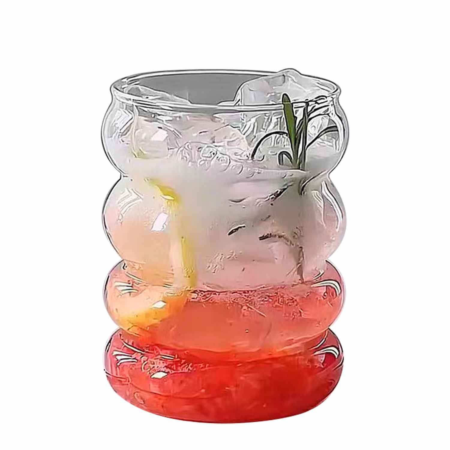 Glass Cups, Caterpillar Shape Drinking Glasses Ice Coffee Bottle Glasses Fruit Juice Cup Water Glass Great for Soda Cocktail Beer Whiskey 350ml