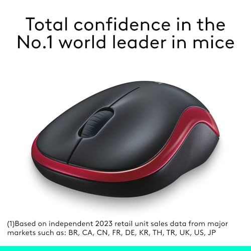 Logitech M185 Wireless Mouse, 2.4GHz with USB Mini Receiver, 12-Month Battery Life, 1000 DPI Optical Tracking, Ambidextrous PC/Mac/Laptop - Swift Grey