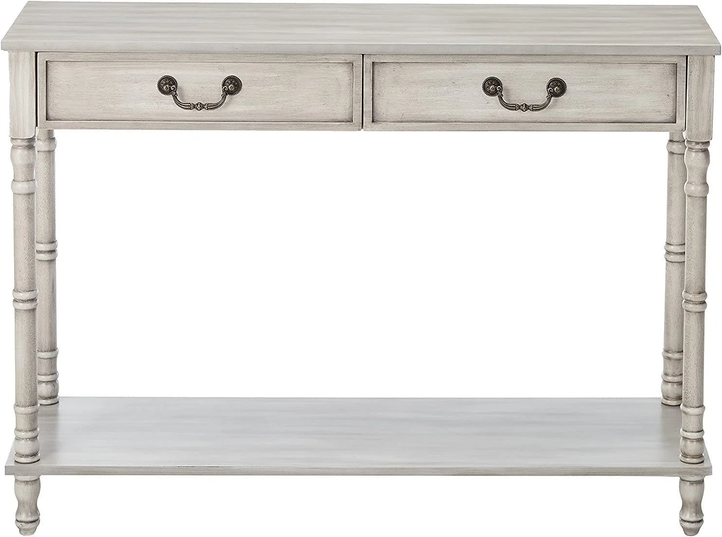 TJUNBOLIFE \u2013 2 Drawer Wooden Hall Console Sofa Table  Washed Oak Finish