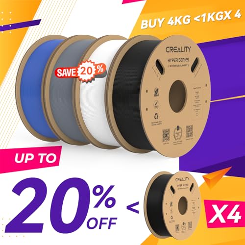 Creality Hyper PLA Filament 1.75mm, 30-600mm/s High Speed 3D Printer Filament, Dimensional Accuracy +/-0.02mm, Fit Most FDM 3D Printers, 4 Pack 1kg Spool(2.2lbs), Black & White