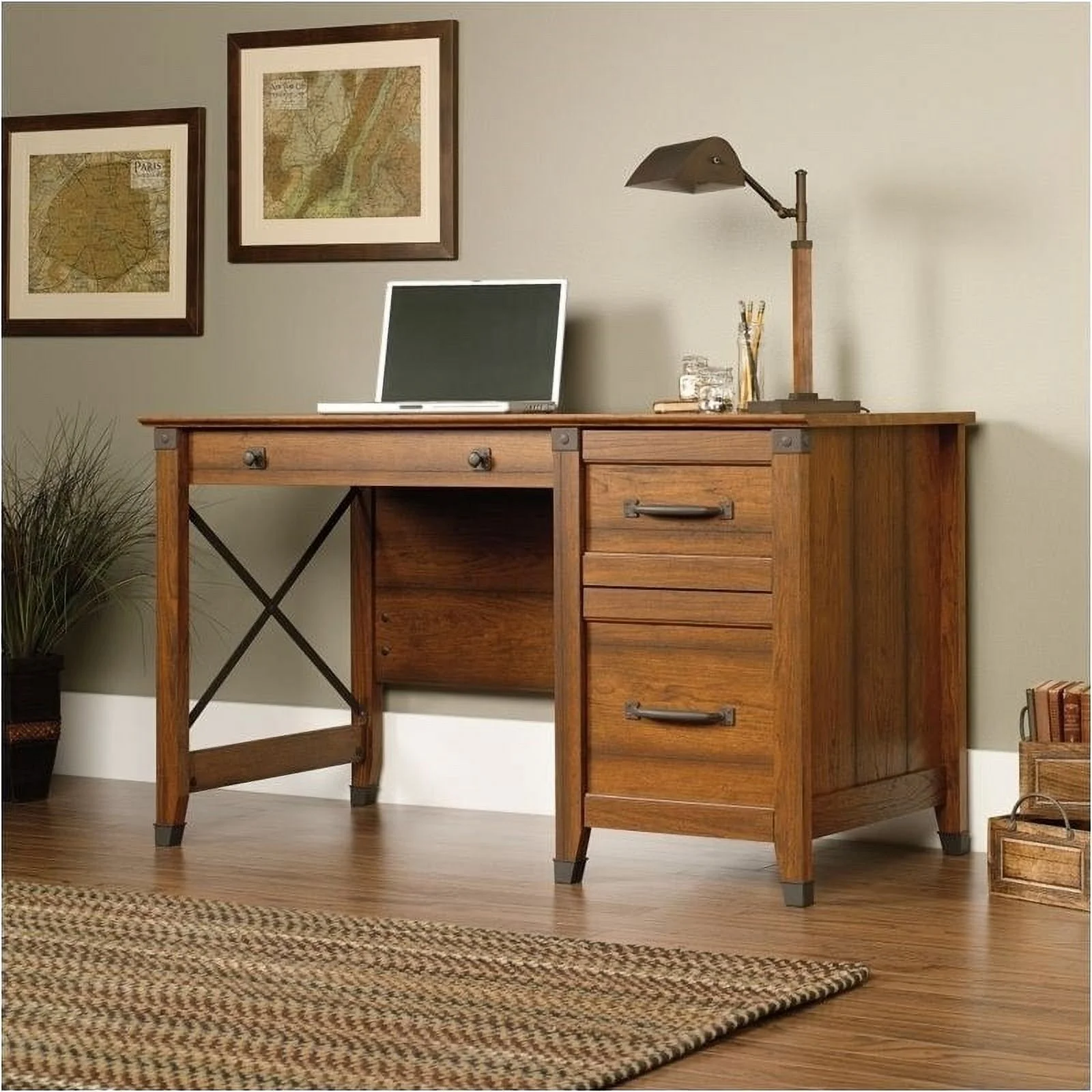 Scranton & Co Rustic Engineered Wood Computer Desk in Washington Cherry