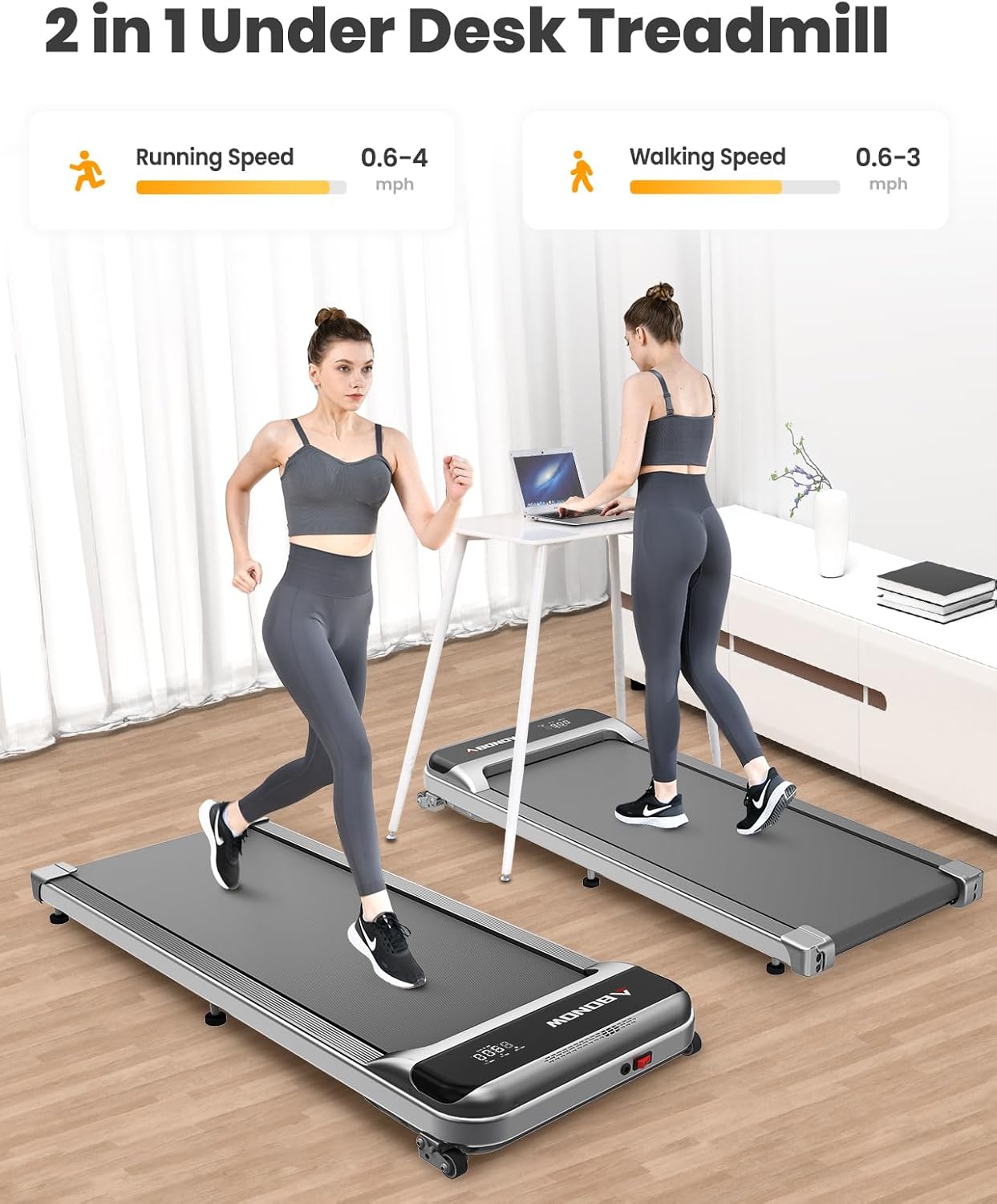 Under Desk Treadmill, Walking Pad with Remote Control, Under Desk Treadmill for Home Office